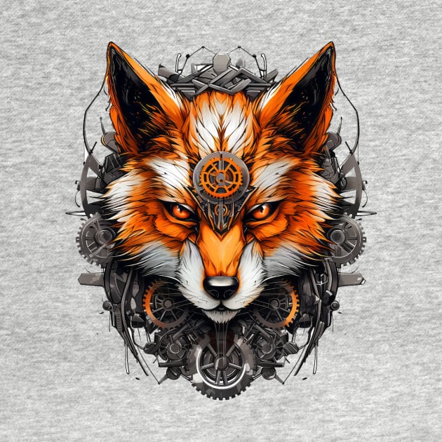 Metallic Fox Face Transformative T-Shirt: Unleash Your Inner Fox by Macotico